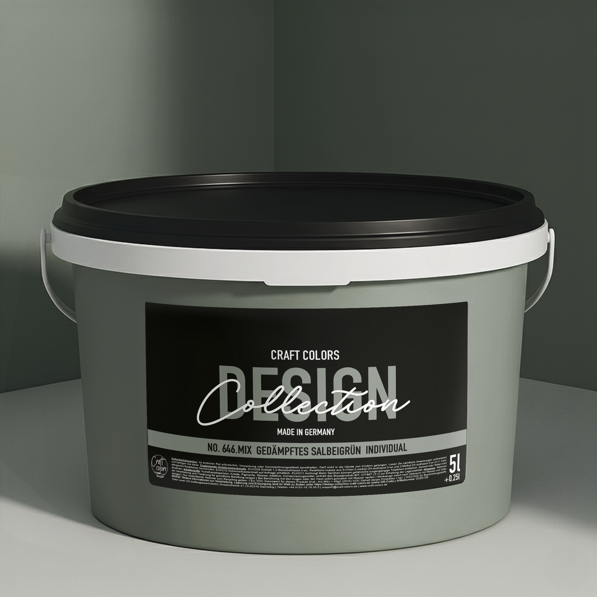 Wandfarbe Graugrün No. 646.mix Individual ( 5,25 L) edelmatt