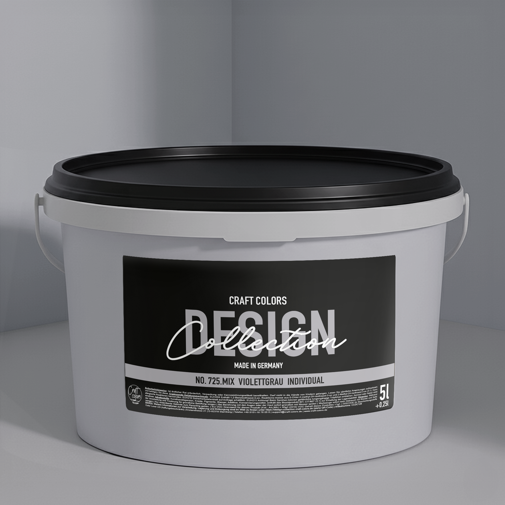 Wandfarbe weiches Violettgrau No. 725.mix Individual ( 5,25 L) edelmatt